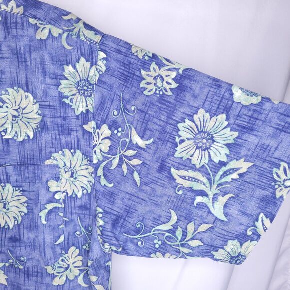 Tommy Bahama Silk Shirt Mens XL Floral Blue Tropical Camp Hawaiian - Picture 4 of 10